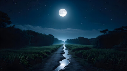 full moon over the mountains