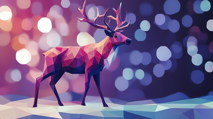 Low poly illustration of a reindeer - geometric art. Low Poly Art. Illustration