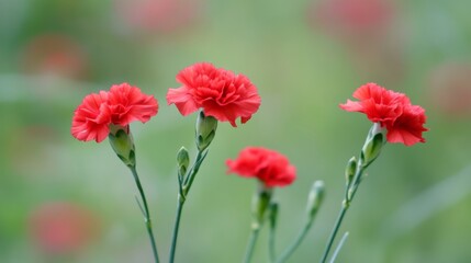 Obraz premium Close-up photo of red carnation flowers
