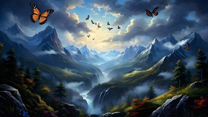 landscape with mountains