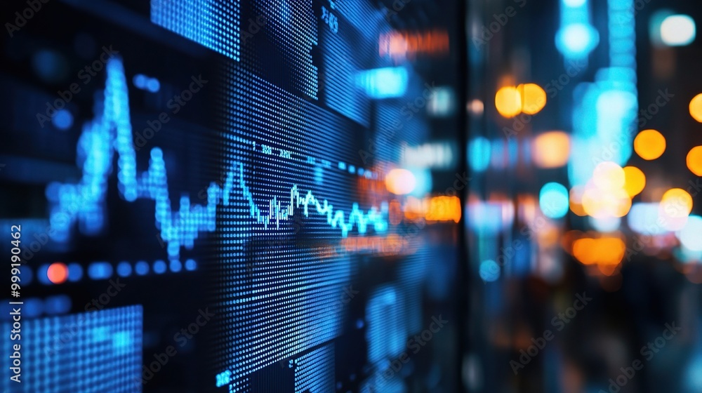 Poster dynamic digital data visualization with bright lights