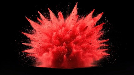 Red Powder Explosion Isolated on Black Background   Colorful Holi Celebration