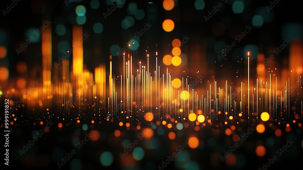 Wall mural Abstract Sound Wave Visualization with Colorful Lights