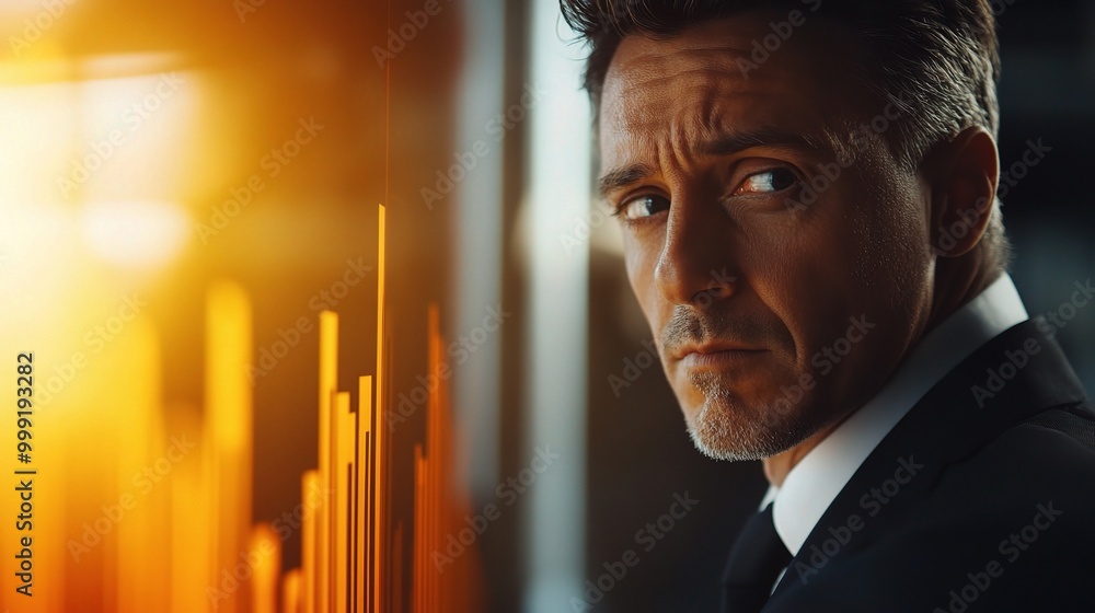 Canvas Prints Businessman Reflecting on Financial Trends