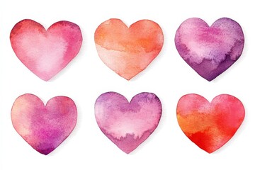 Vibrant watercolor heart shapes