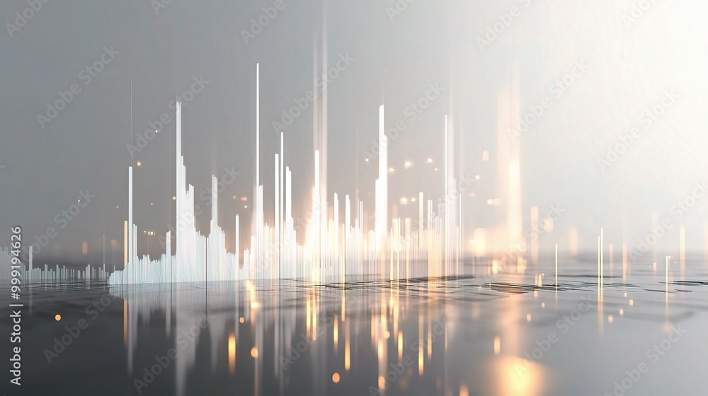 Poster abstract sound wave with light reflections in background
