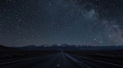 Fototapeta premium Night Road Under Milky Way