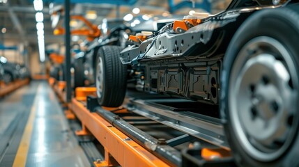 Fototapeta premium Electric Vehicle Battery Modules: Lithium Ion Manufacturing in the Automobile Industry