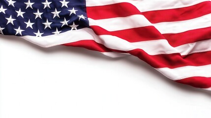 Obraz premium American Flag Draped on White Background Patriotism Independence Day USA