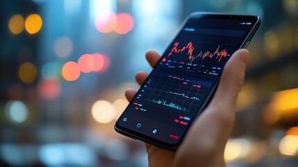 Stock Market Data on Smartphone Display