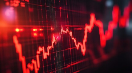 Dynamic Red Stock Market Chart Visualization