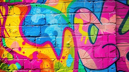 Textured Background Wallpaper: Bright Pop Art Graffiti Wall with Vivid Neon Color Palette