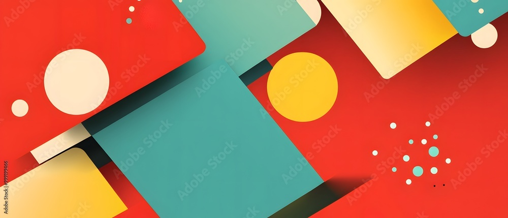 Poster bright abstract shapes and colors create a vibrant visual experience, ideal for modern design projec