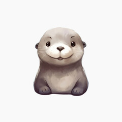 Fototapeta premium Cute cartoon otter illustration