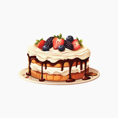 Delicious cake with fresh berries