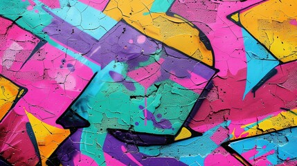 Fototapeta premium Graffiti Wall Background Design: Bright Pop Art Textured Wallpaper with Vivid Neon Colors