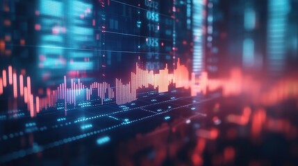 Fototapeta premium Data Visualization with Neon Elements and Waveform Design