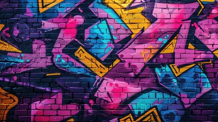 Obraz premium Graffiti Wall Background Design: Bright Pop Art Textured Wallpaper with Vivid Neon Colors