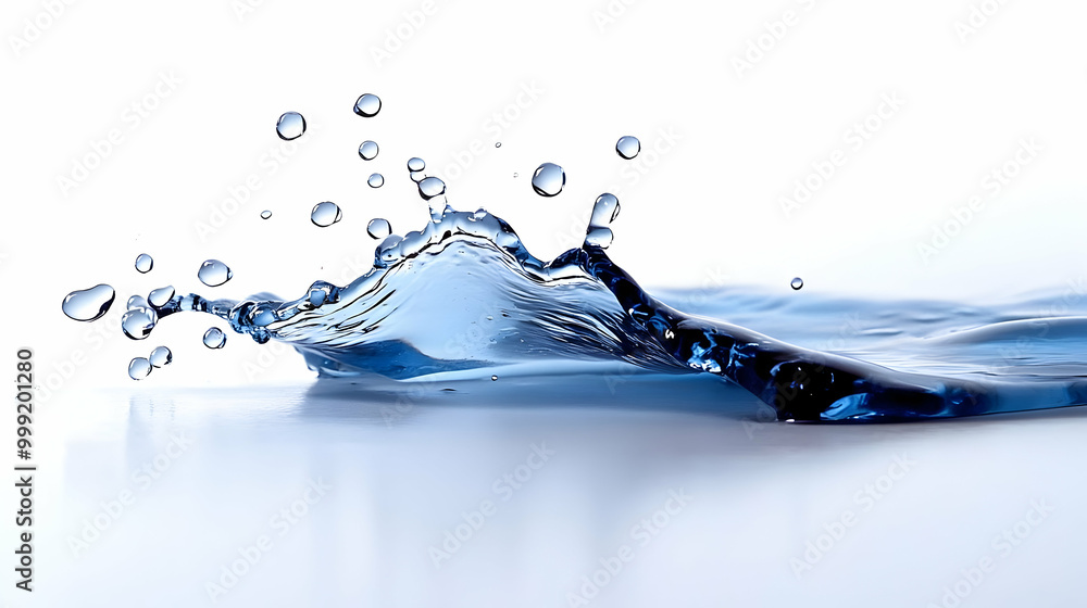 Poster water droplets splashing and creating a wave