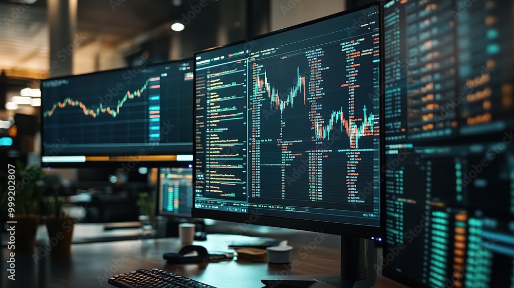 Poster modern trading dashboard with financial data analysis