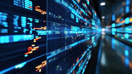 Fototapeta premium Abstract Data Stream with Glowing Lines and Charts