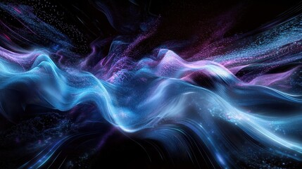 Naklejka premium Abstract Blue and Purple Swirling Light Waves Background.