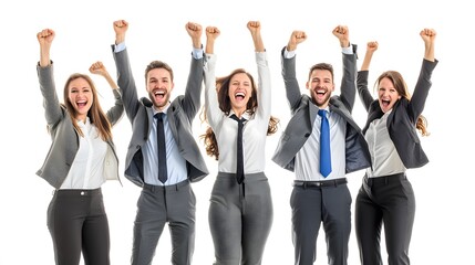 Fototapeta premium happy successful business team isolated on white background.