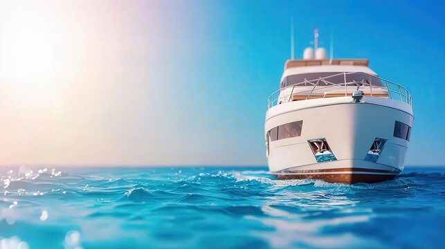 Luxury Yacht Sailing on Crystal Clear Water  Summer Vacation  Ocean Travel  Tropical Parad