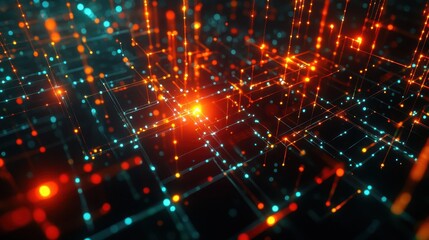 Naklejka premium Abstract Futuristic Technology Background with Glowing Lines and Points.