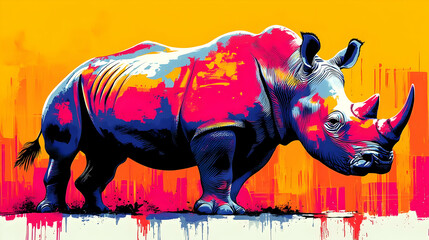 Rhino in Vibrant Colors, Abstract Art