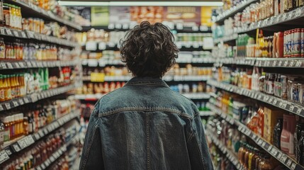 Fototapeta premium person shopping in grocery store aisle