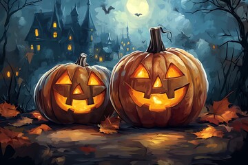 halloween jack o lantern festive illustration	