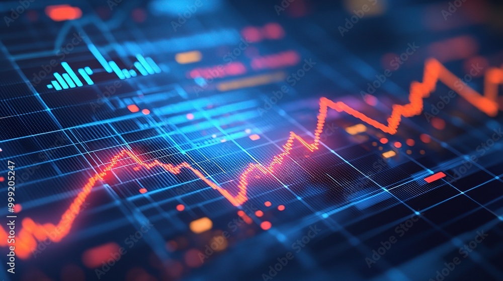 Poster dynamic digital data visualization with graph lines