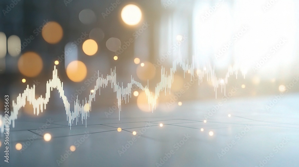 Poster abstract financial data visualization with bokeh effect