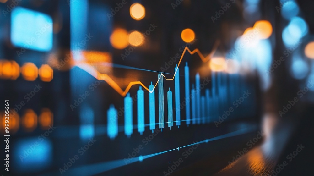 Poster modern financial graph with data visualization