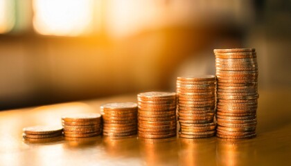 Stack of coins with financial management concept and depth of field for wealth accumulation