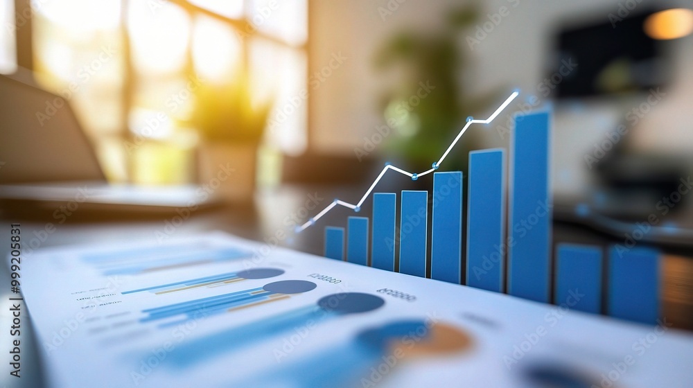 Poster business growth chart with data visualization elements
