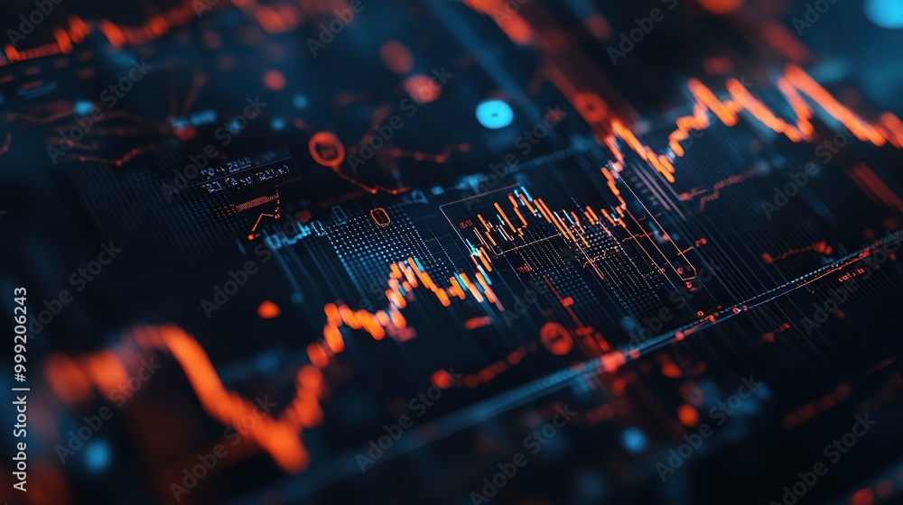 Poster Data Visualization with Neon Elements and Graphs