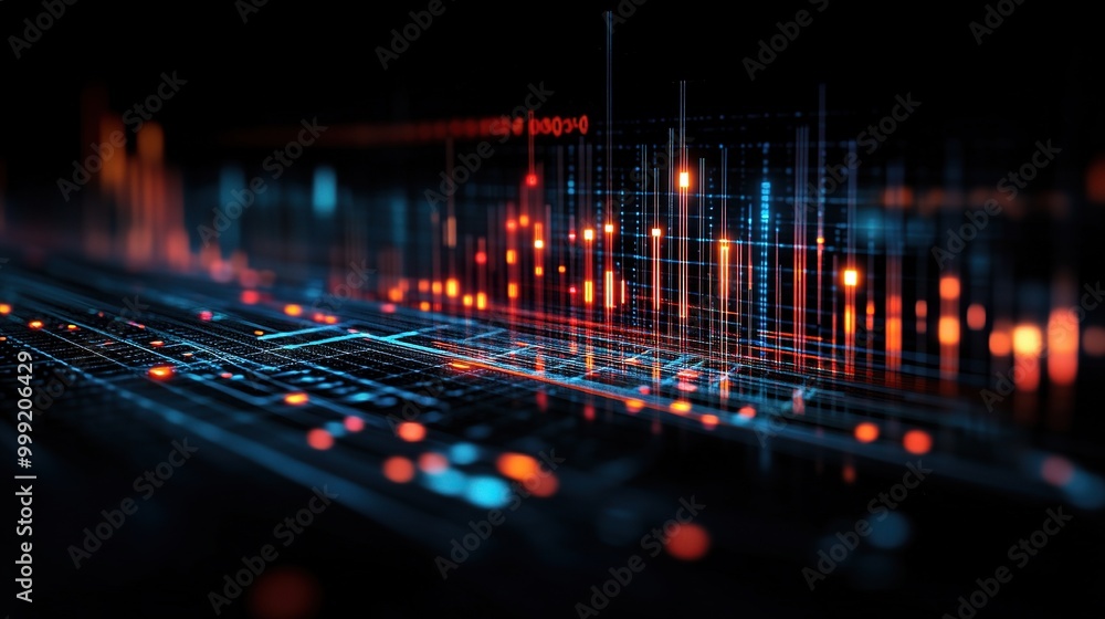 Aufkleber abstract futuristic digital data visualization design