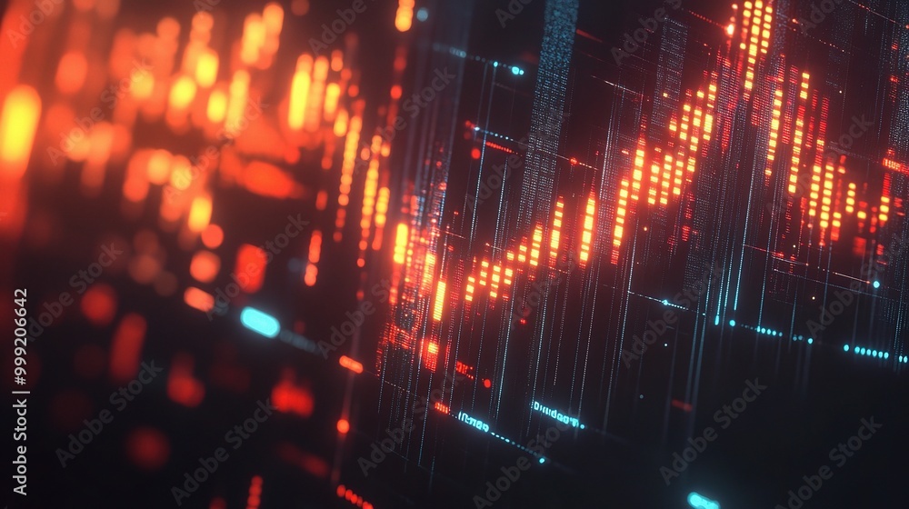 Poster abstract digital waveform pattern with vibrant colors
