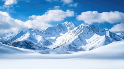 Obraz premium Serene snow covered mountain landscape in spring