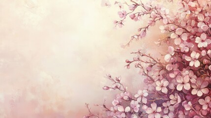Pink Floral Watercolor Painting Background with Text Space