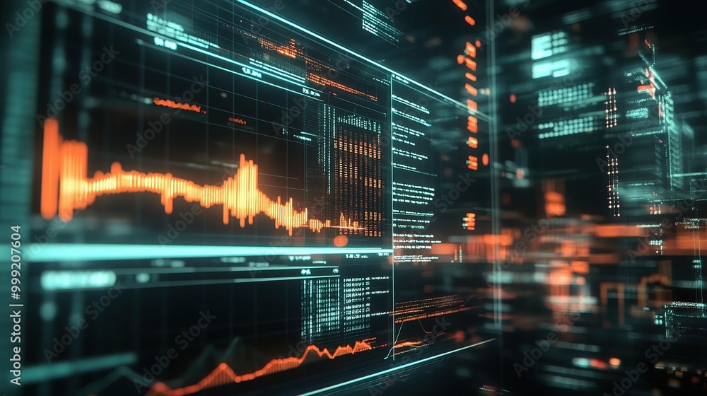 Poster abstract data visualization in digital space