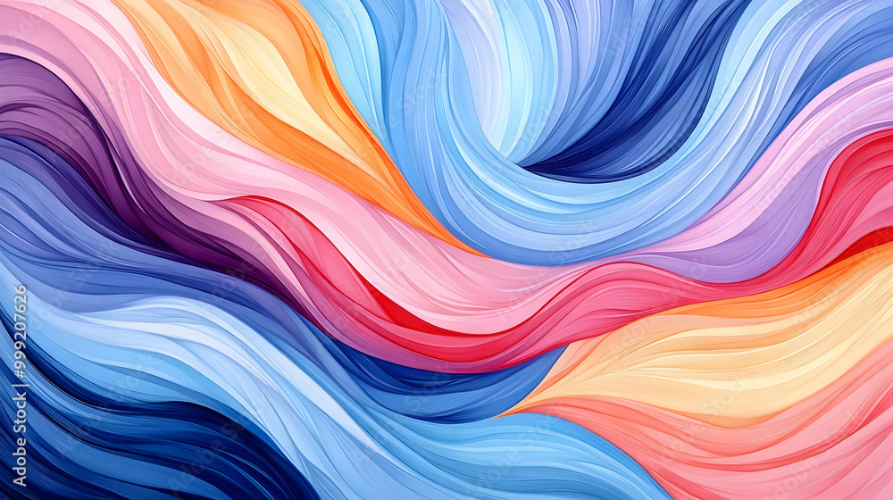 Sticker Abstract Wavy Background with Vibrant Colors