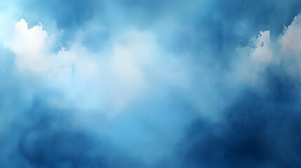 Abstract Watercolor Sky Painting: Blue and White Hues, Tranquil and Serene