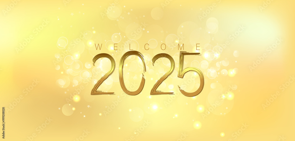 Wall mural a festive gold background featuring the golden numbers 2025 to celebrate the new year with elegance 