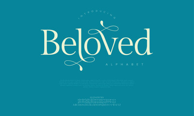 Beloved typography beauty fashion elegant minimalist serif italic fonts decorative wedding vintage retro logos. Minimal luxury font alphabet logo. Vector illustration