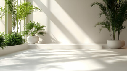 Minimalist Room with Plants and Sunlight