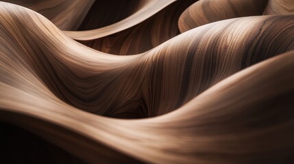 Obraz premium Abstract Wooden Waves Texture - Natural Walnut Wood Grain Pattern, Curved and Smooth, for Design and Decoration.
