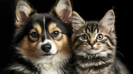 Obraz premium Cute Dog and Cat Best Friends: A Look at Inter-Species Bonds